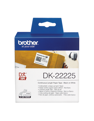Brother - DK-22225 - Ruban continu support papier adhésif de 30 m et largeur 38 mm