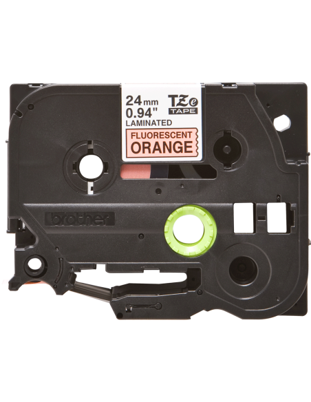 Brother - TZE-B51 - Etiquettes - Noir sur Orange Fluo - 24 mm - Rouleau (2,4 cm x 8 m) - autocollant laminé