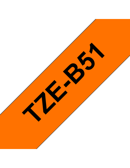Brother - TZE-B51 - Etiquettes - Noir sur Orange Fluo - 24 mm - Rouleau (2,4 cm x 8 m) - autocollant laminé