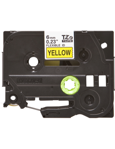 Brother - TZE-FX611 - Etiquettes - Noir sur Jaune 6 mm - Rouleau (0,6 cm x 8 m) - laminé flexi ID