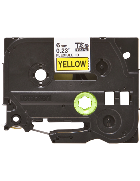 Brother - TZE-FX611 - Etiquettes - Noir sur Jaune 6 mm - Rouleau (0,6 cm x 8 m) - laminé flexi ID