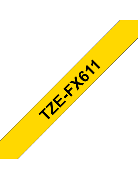 Brother - TZE-FX611 - Etiquettes - Noir sur Jaune 6 mm - Rouleau (0,6 cm x 8 m) - laminé flexi ID