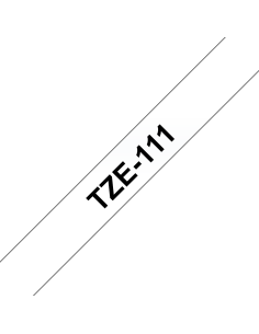 Brother - TZE-111 - Etiquettes - Noir sur Transparent - Rouleau (6 mm x 8 m) - autocollant laminé
