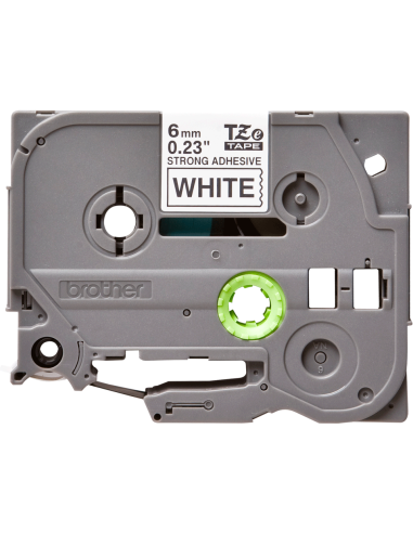Brother - TZE-S211 - Etiquettes - Noir sur Blanc 6 mm - Rouleau (0,6 cm x 8 m) - laminé adhésif renforcé
