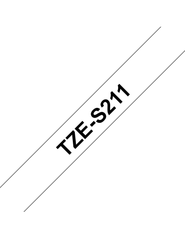 Brother - TZE-S211 - Etiquettes - Noir sur Blanc 6 mm - Rouleau (0,6 cm x 8 m) - laminé adhésif renforcé
