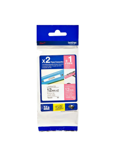 Brother - TZE-32M3 - Etiquettes - pack de 3 Rouleaux (12 mm x 8 m) : 1 rouleau blanc sur rose et 2 rouleaux noir sur blanc 2