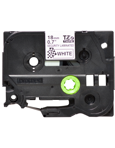 Brother - TZE-SE4 - Etiquettes sécuritaire - Noir  sur  Blanc - 18 mm - Rouleau (1,8  cm x 8 m) - laminé