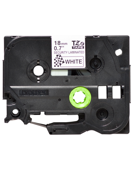 Brother - TZE-SE4 - Etiquettes sécuritaire - Noir  sur  Blanc - 18 mm - Rouleau (1,8  cm x 8 m) - laminé