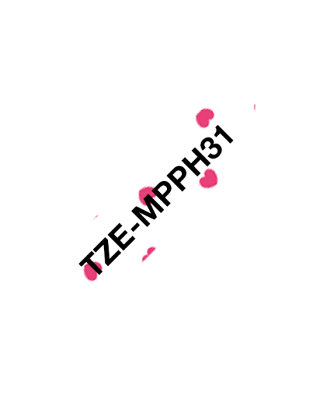 Brother - TZE-MPPH31 - Etiquettes - Noir sur motif à cœurs roses, 12 mm de large - 4 m long - autocollant laminé