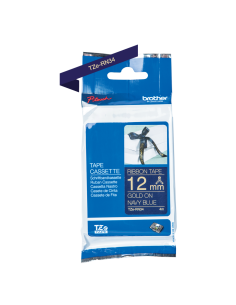 Brother - TZE-RN34 - Tape/TZERN34 12MM GOLD ON D BLUE RIBBON 2