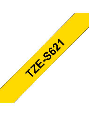 Brother - TZE-S621 - Etiquettes - Noir sur Jaune 9 mm - Rouleau (0,9  cm x 8 m) - laminé adhésif renforcé