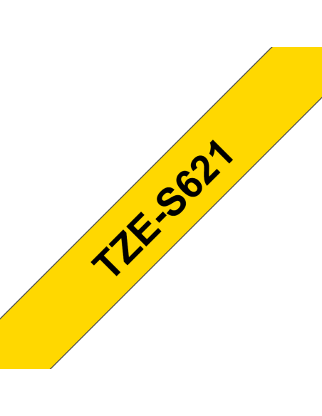 Brother - TZE-S621 - Etiquettes - Noir sur Jaune 9 mm - Rouleau (0,9  cm x 8 m) - laminé adhésif renforcé