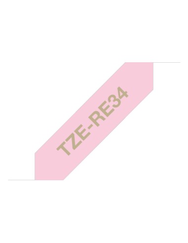 Brother - TZE-RE34 - Tape/TZERE34 12MM GOLD ON PINK RIBBON