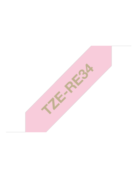 Brother - TZE-RE34 - Tape/TZERE34 12MM GOLD ON PINK RIBBON