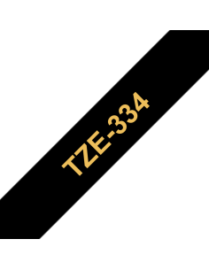 Brother - TZE-334 - Etiquettes - Or sur Noir - Rouleau (12 mm x 8 m) - autocollant laminé