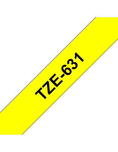 Brother - TZE-631 - Etiquettes - Noir sur Jaune - 12 mm - Rouleau (1,2 cm x 8 m) - autocollant laminé
