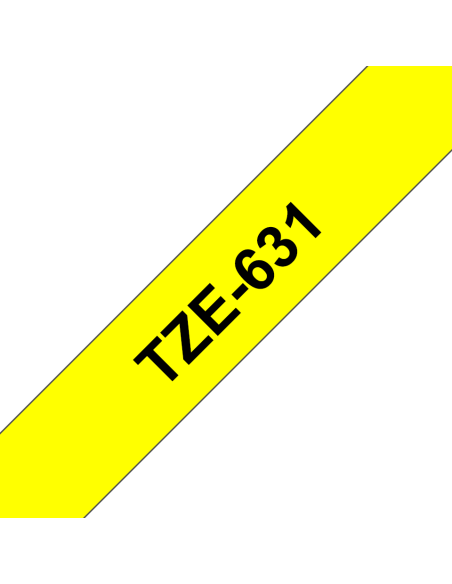 Brother - TZE-631 - Etiquettes - Noir sur Jaune - 12 mm - Rouleau (1,2 cm x 8 m) - autocollant laminé