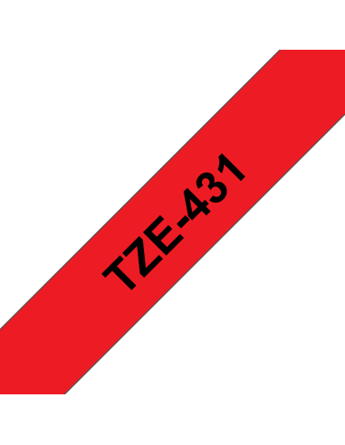 Brother - TZE-431 - Etiquettes - Noir sur Rouge 12 mm - Rouleau (1,2 cm x 8 m) - autocollant laminé