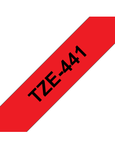 Brother - TZE-441 - Etiquettes - Noir sur Rouge - 18 mm - Rouleau (1,8 cm x 8 m) - autocollant laminé