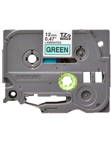 Brother - TZE-731 - Etiquettes - Noir sur Vert 12 mm - Rouleau (1,2 cm x 8 m) - autocollant laminé