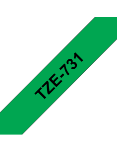 Brother - TZE-731 - Etiquettes - Noir sur Vert 12 mm - Rouleau (1,2 cm x 8 m) - autocollant laminé