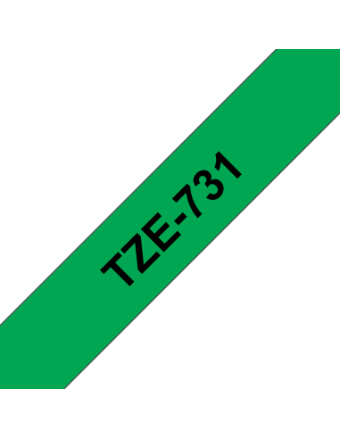 Brother - TZE-731 - Etiquettes - Noir sur Vert 12 mm - Rouleau (1,2 cm x 8 m) - autocollant laminé
