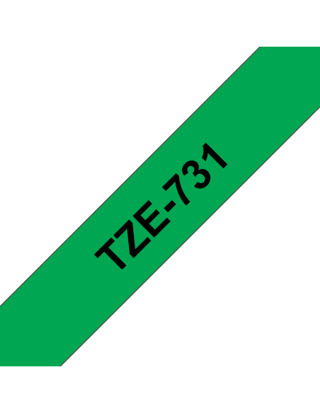 Brother - TZE-731 - Etiquettes - Noir sur Vert 12 mm - Rouleau (1,2 cm x 8 m) - autocollant laminé