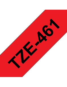Brother - TZE-461 - Etiquettes - Noir sur Rouge 36 mm - Rouleau (3,6 cm x 8 m) - autocollant laminé