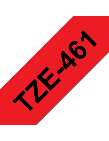 Brother - TZE-461 - Etiquettes - Noir sur Rouge 36 mm - Rouleau (3,6 cm x 8 m) - autocollant laminé