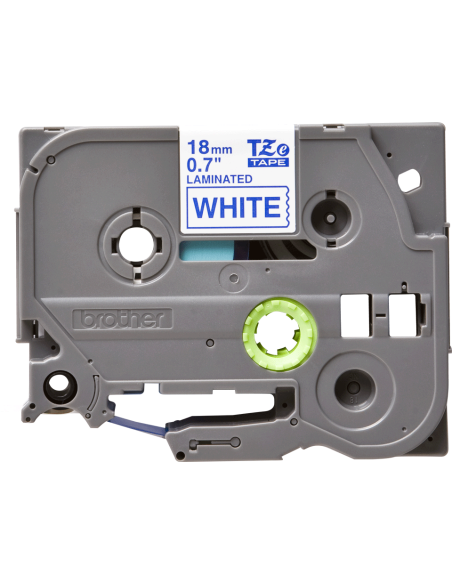 Brother - TZE-243 - Etiquettes - Bleu  sur Blanc - Rouleau (18 mm x 8 m) - autocollant lamainé