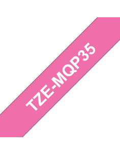 Brother - TZE-MQP35 - Etiquettes - Blanc sur Rose fuchsia - 12 mm - Rouleau (1,2 cm x 5 m)