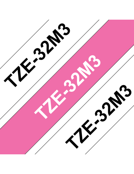 Brother - TZE-32M3 - Etiquettes - pack de 3 Rouleaux (12 mm x 8 m) : 1 rouleau blanc sur rose et 2 rouleaux noir sur blanc