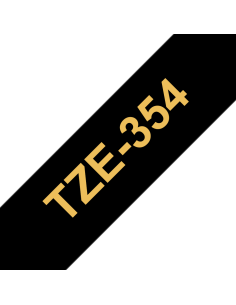 Brother - TZE-354 - Etiquettes - Or sur Noir - Rouleau (24 mm x 8 m) - autocollant laminé