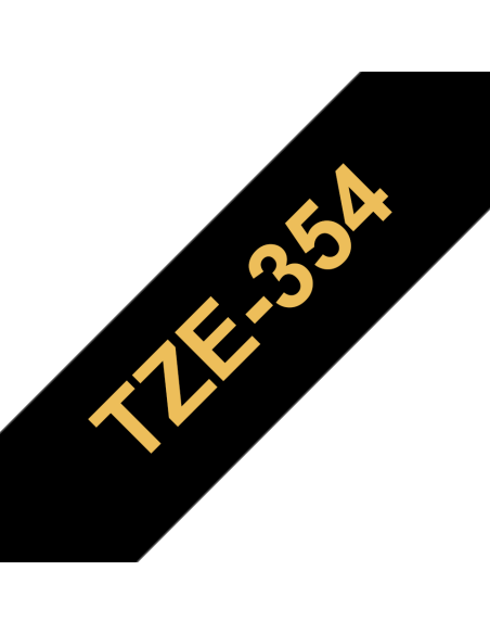 Brother - TZE-354 - Etiquettes - Or sur Noir - Rouleau (24 mm x 8 m) - autocollant laminé
