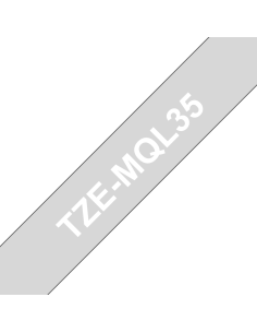 Brother - TZE-MQL35 - Etiquettes - Blanc sur  Gris Clair mat - Rouleau (1,2 cm x 5 m) - métallique laminé