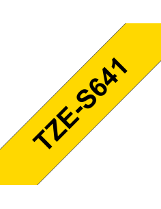 Brother - TZE-S641 - Etiquettes - Noir sur Jaune 18 mm - Rouleau (1,2 cm x 8 m) - autocollant laminé