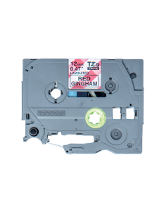 Brother - TZE-MPRG31 - Etiquettes - Noir sur motif Vichy rouge, 12 mm de large - 4 m de long - autocollant laminé