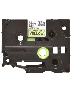 Brother - TZE-C51 - Etiquettes - Noir sur Jaune Fluo - Rouleau (24 mm x 5 m) - autocollant laminé 2