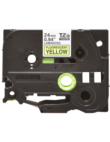 Brother - TZE-C51 - Etiquettes - Noir sur Jaune Fluo - Rouleau (24 mm x 5 m) - autocollant laminé