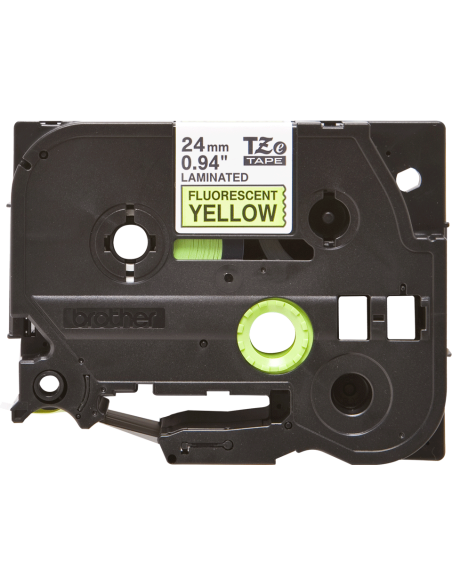 Brother - TZE-C51 - Etiquettes - Noir sur Jaune Fluo - Rouleau (24 mm x 5 m) - autocollant laminé