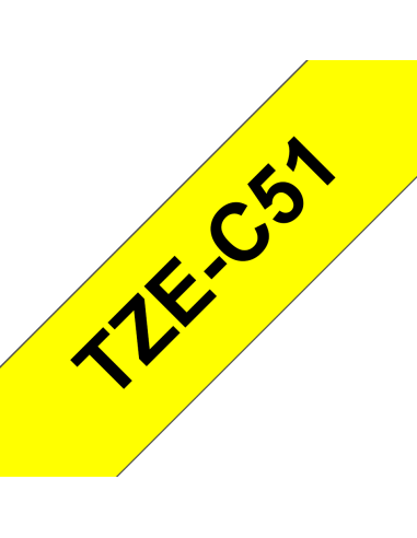Brother - TZE-C51 - Etiquettes - Noir sur Jaune Fluo - Rouleau (24 mm x 5 m) - autocollant laminé