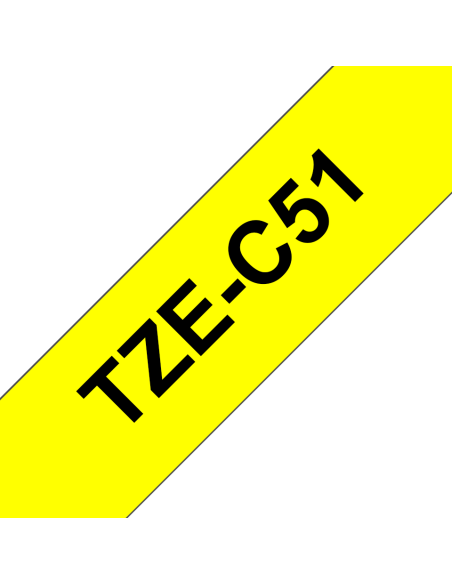 Brother - TZE-C51 - Etiquettes - Noir sur Jaune Fluo - Rouleau (24 mm x 5 m) - autocollant laminé