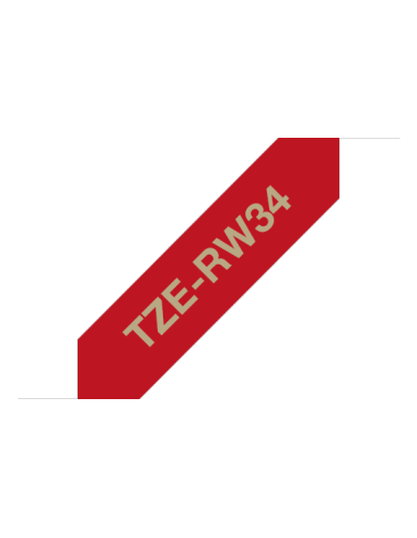 Brother - TZE-RW34 - Tape/TZERW34 12MM GOLD ON W RED RIBBON