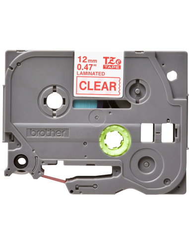 Brother - TZE-132 - Etiquettes - Rouge sur transparent - Rouleau (12 mm x 8 m) - autocollant lamainé