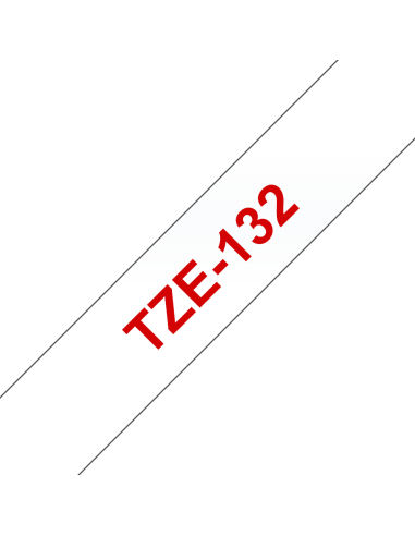 Brother - TZE-132 - Etiquettes - Rouge sur transparent - Rouleau (12 mm x 8 m) - autocollant lamainé