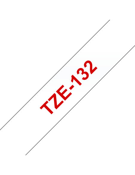 Brother - TZE-132 - Etiquettes - Rouge sur transparent - Rouleau (12 mm x 8 m) - autocollant lamainé