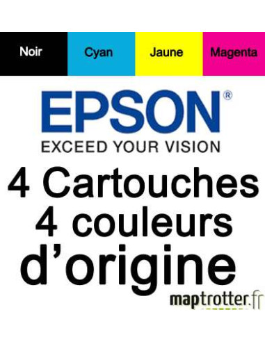 Epson - 502 - Pack de 4 Cartouches d'encre : noir, cyan magenta, jaune - Série jumelles - C13T02V64010