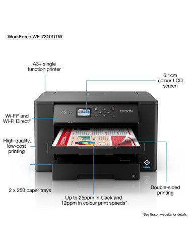 Epson - WorkForce WF-7310DTW - Imprimante, couleur, jet d’encre, A3, recto verso,75 ppm 