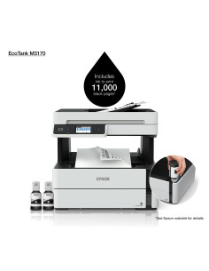 Epson - EcoTank ET-M3170 - Multifonction, impression, copie, scan, fax, jet d'encre, noir et blanc, A4, chargeur de document ADF 2