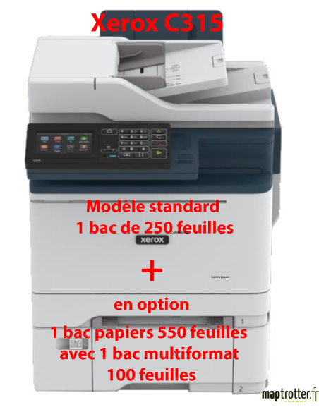 Xerox - C315V_DNI - Multifonction, impression, copie, scan, fax, Laser, couleur, A4, Recto verso en impression, copie, scan (un 
